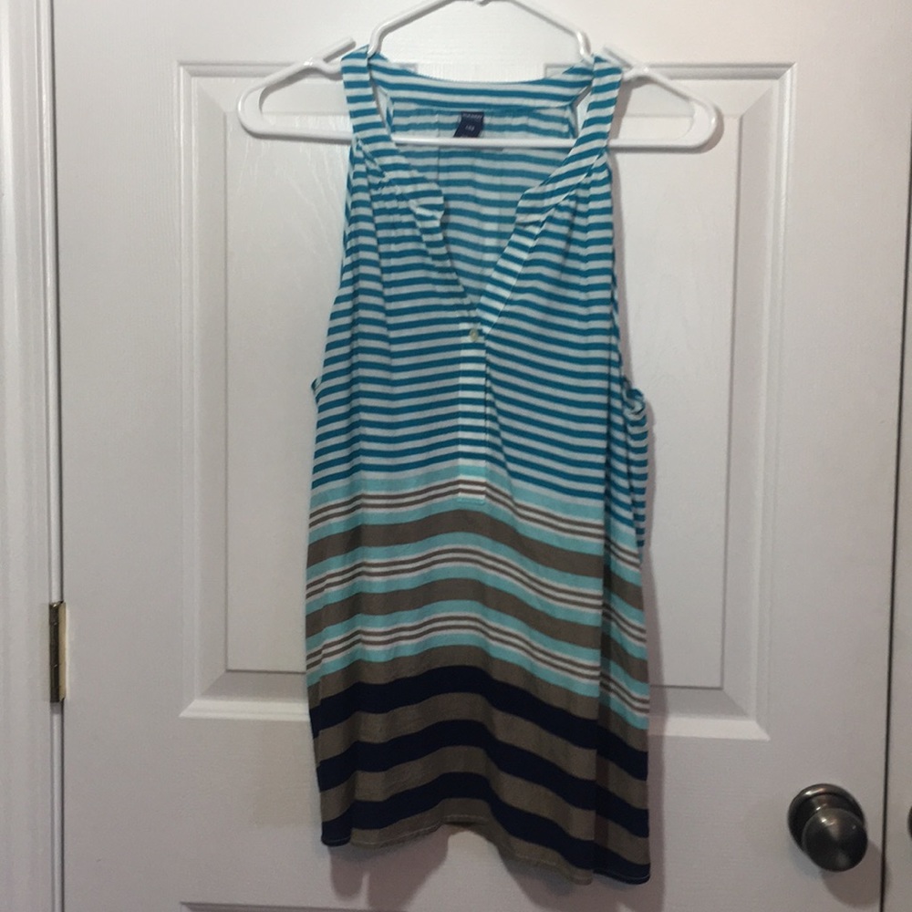 Old Navy teal striped sleeveless tank blouse